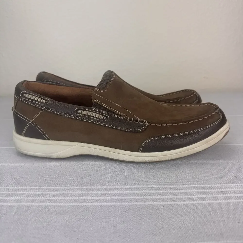 Florsheim Lakeside Moc Toe Slip On Loafers Nubuck Leather Boat Shoes Brown 10 M